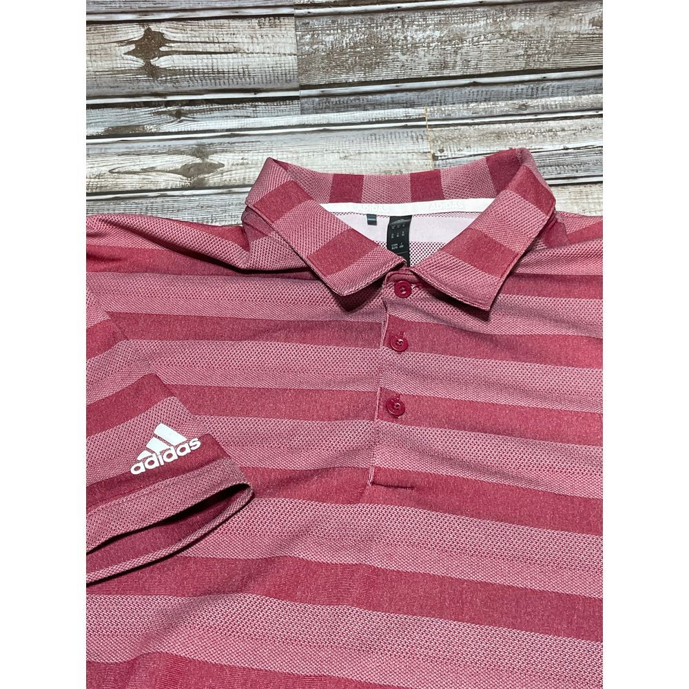 Adidas Men's Polo Stripes Breathable Red Size XL